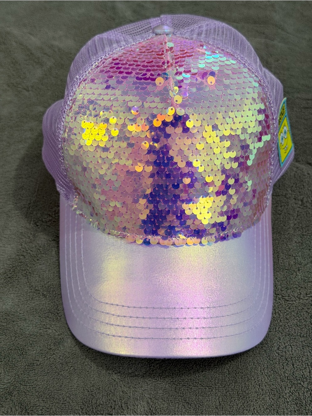SpongeBob Squarepants Iridescent Lavender Sequin Trucker Hat